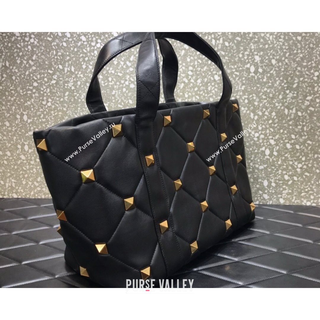 Valentino Roman Stud The Tote in Calfskin Nappa Black 2021 1166 (LKF-21080461)