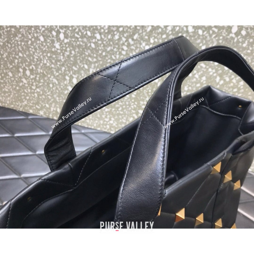 Valentino Roman Stud The Tote in Calfskin Nappa Black 2021 1166 (LKF-21080461)