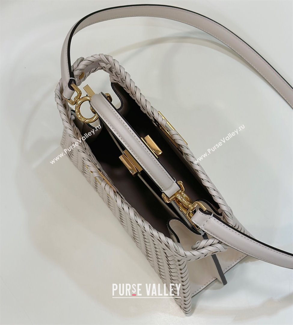Fendi Peekaboo ISeeU Small Bag in Beige Interlaced Leather 80138M 2024 Top (CL-24031512)