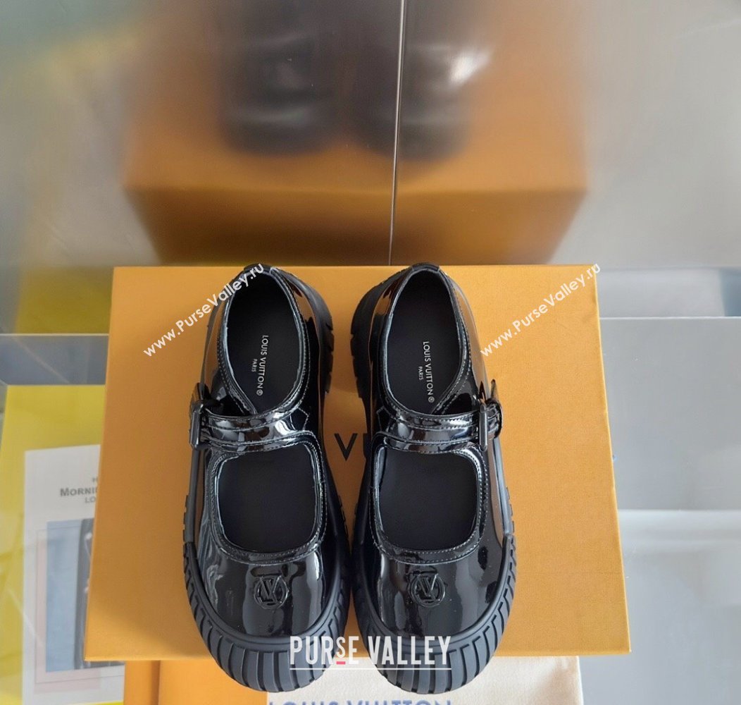 Louis Vuitton Ruby Flat Mary Jane Loafers in Patent Leather Black 2024 1AGWGK (MD-241224062)