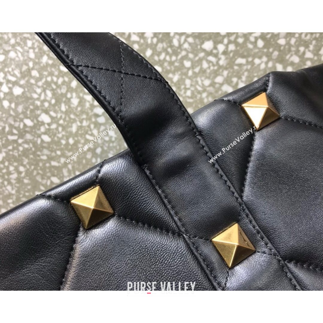 Valentino Roman Stud The Tote in Calfskin Nappa Black 2021 1166 (LKF-21080461)