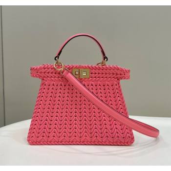 Fendi Peekaboo ISeeU Small Bag in Pink Interlaced Leather 80138M 2024 Top (CL-24031514)