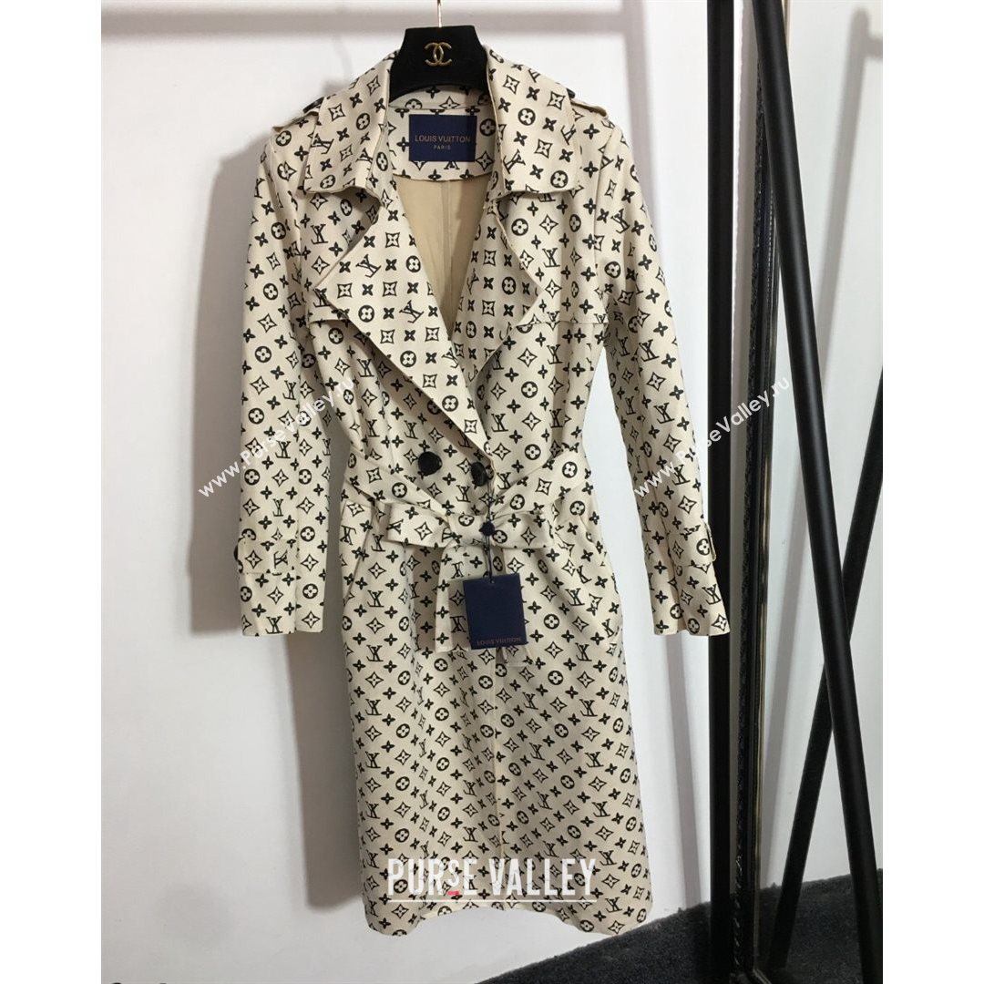 Louis Vuitton Monogram Suede Long Coat White 2021 (Q-21082601)