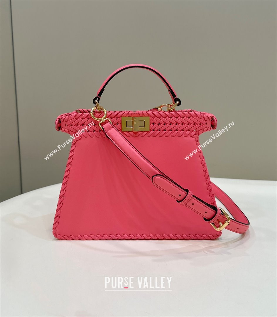 Fendi Peekaboo ISeeU Small Bag in Pink Interlaced Leather 80138M 2024 Top (CL-24031514)