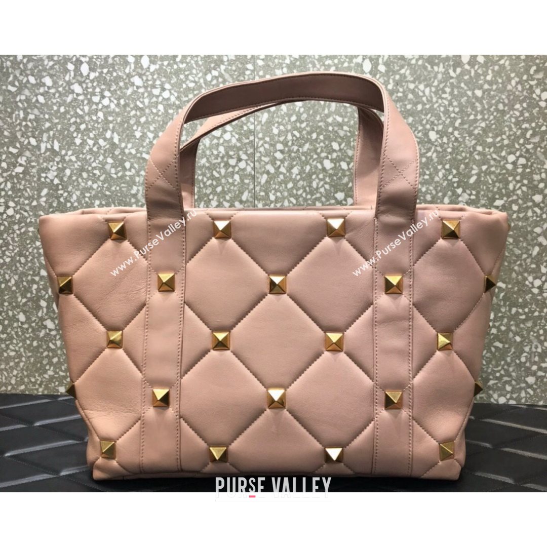 Valentino Roman Stud The Tote in Calfskin Nappa Pink 2021 1166 (LKF-21080462)