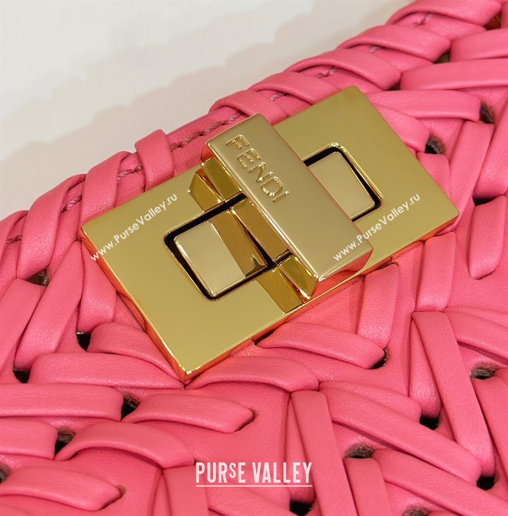 Fendi Peekaboo ISeeU Small Bag in Pink Interlaced Leather 80138M 2024 Top (CL-24031514)