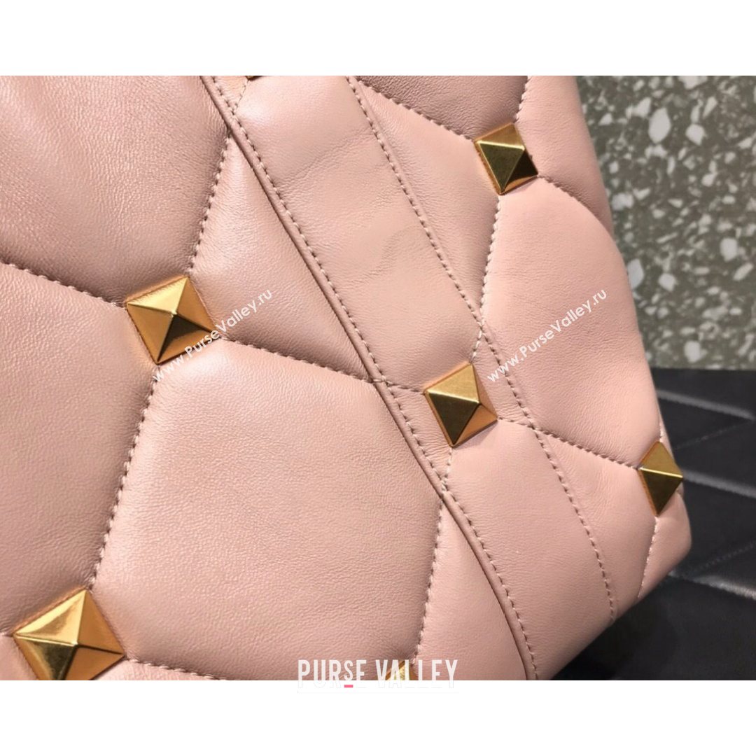 Valentino Roman Stud The Tote in Calfskin Nappa Pink 2021 1166 (LKF-21080462)