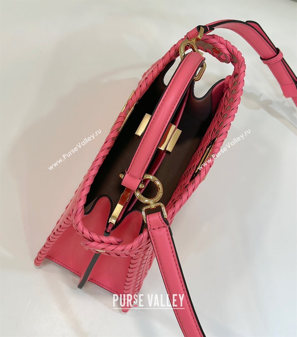 Fendi Peekaboo ISeeU Small Bag in Pink Interlaced Leather 80138M 2024 Top (CL-24031514)