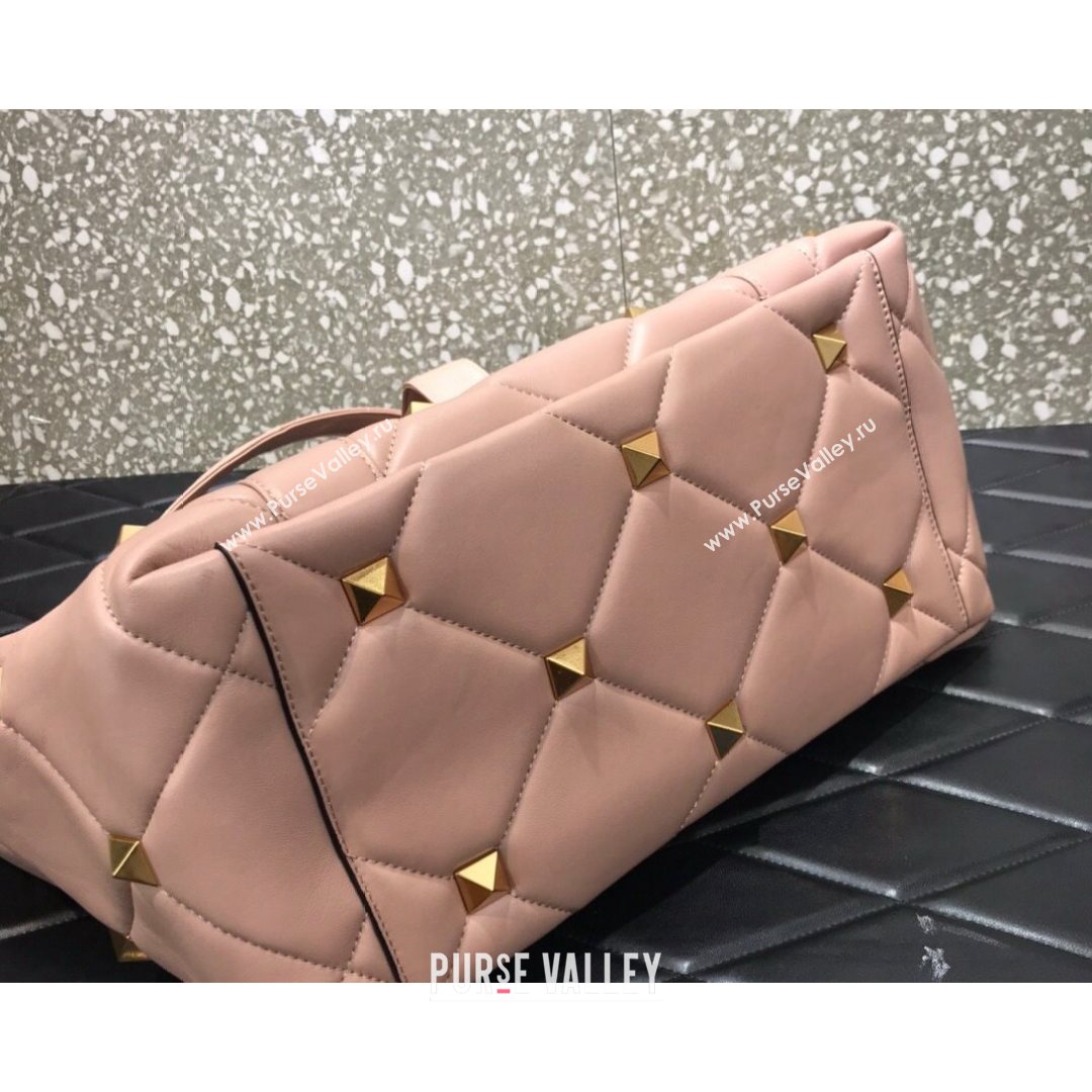 Valentino Roman Stud The Tote in Calfskin Nappa Pink 2021 1166 (LKF-21080462)