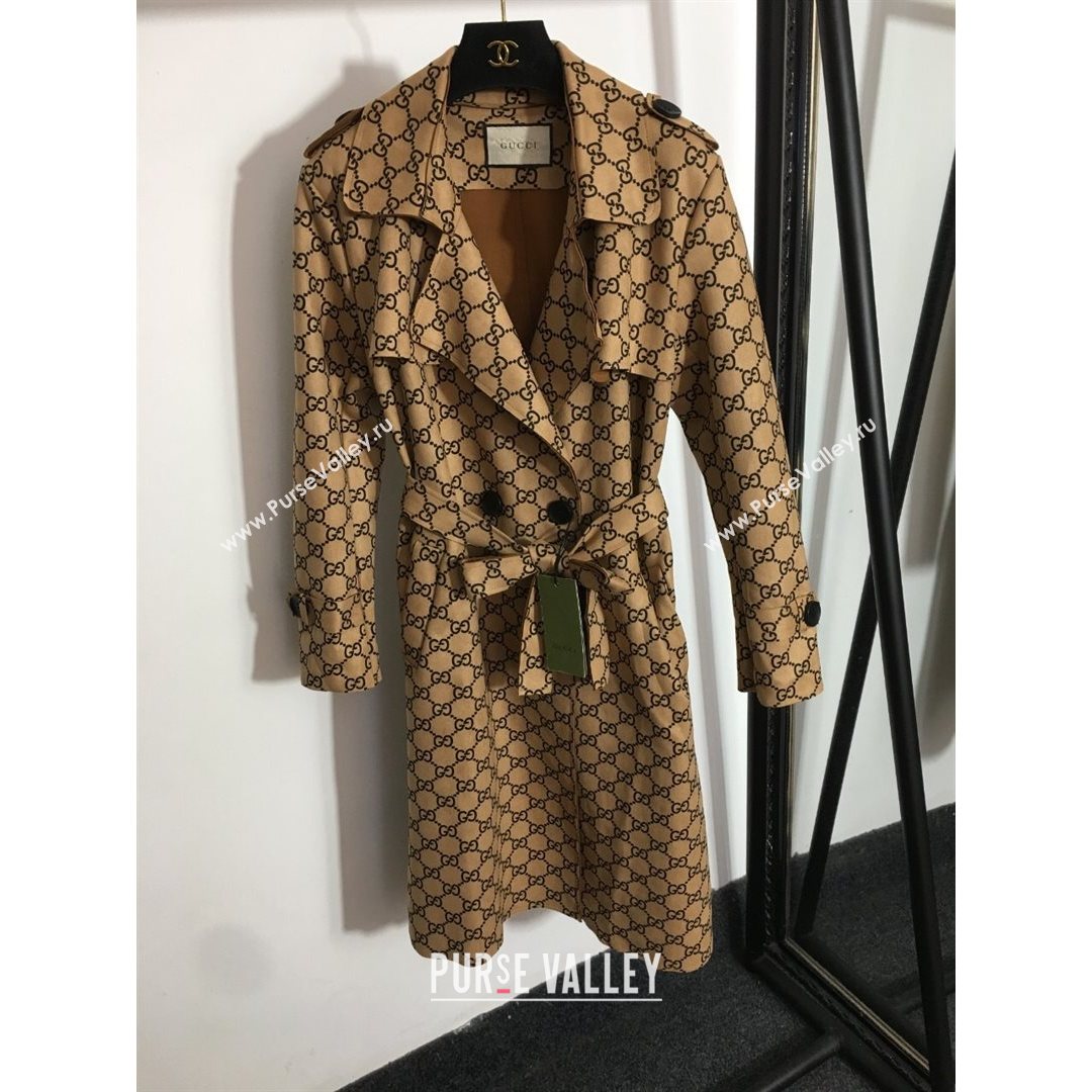 Gucci GG Suede Long Coat Coffee Brown 2021 (Q-21082603)