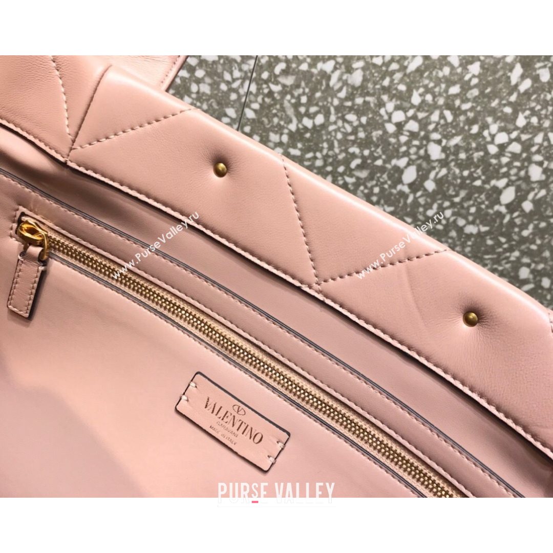 Valentino Roman Stud The Tote in Calfskin Nappa Pink 2021 1166 (LKF-21080462)