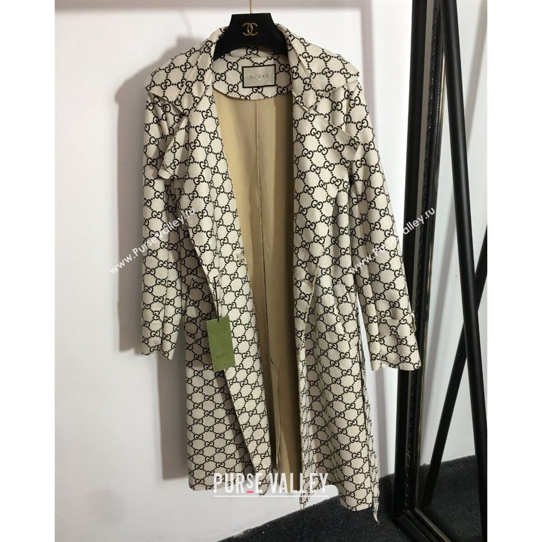 Gucci GG Suede Long Coat White 2021 (Q-21082602)