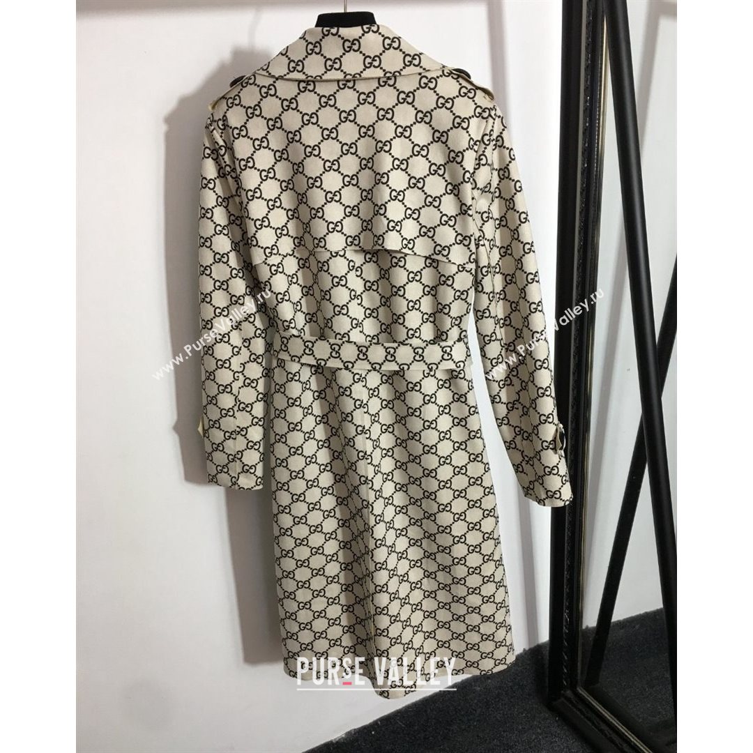 Gucci GG Suede Long Coat White 2021 (Q-21082602)