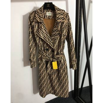 Fendi FF Suede Long Coat Beige 2021 (Q-21082604)