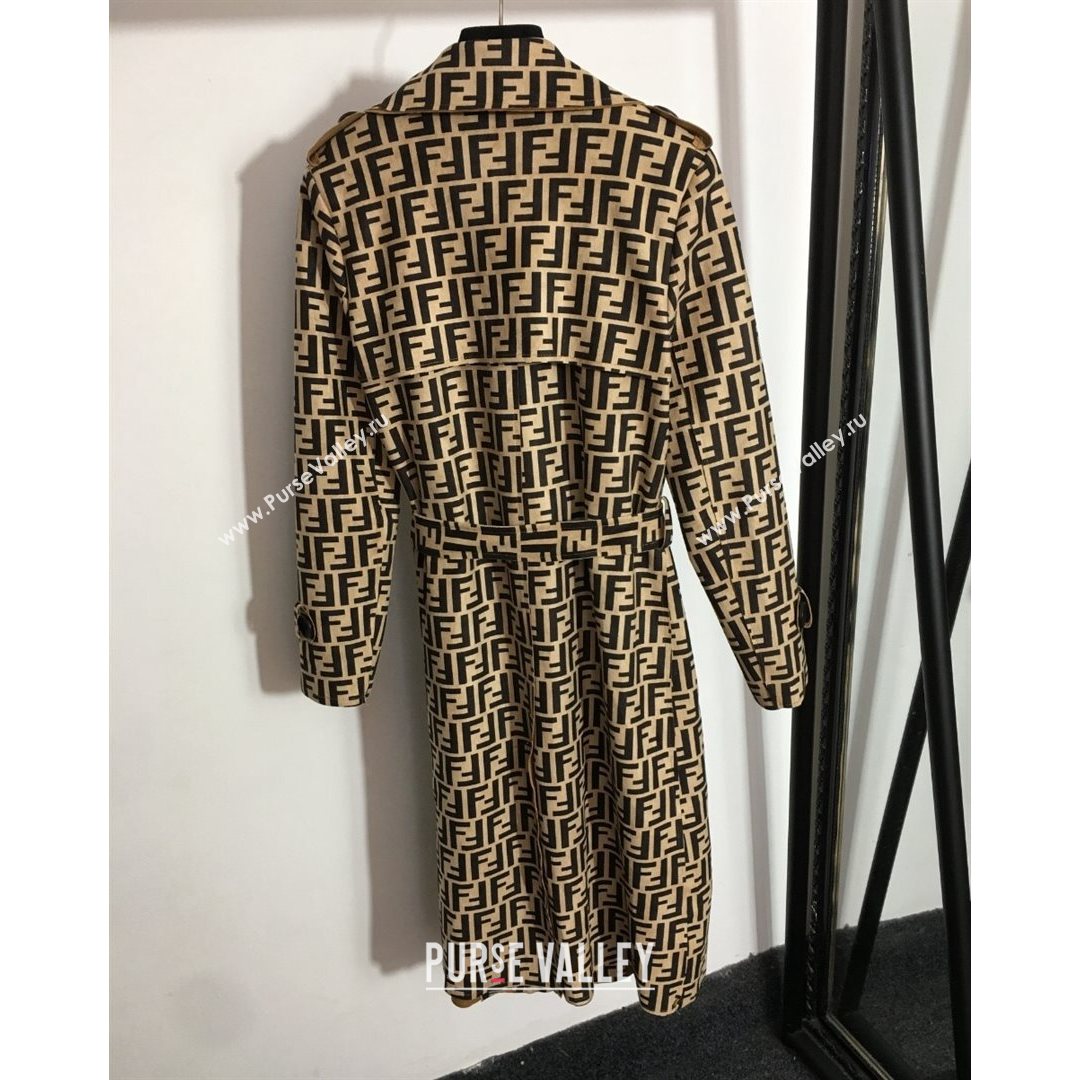 Fendi FF Suede Long Coat Beige 2021 (Q-21082604)