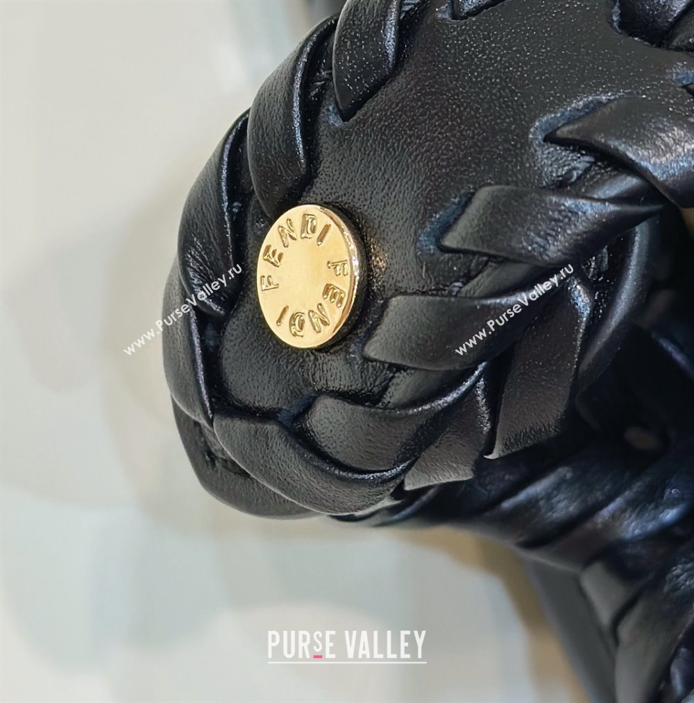 Fendi Peekaboo ISeeU Small Bag in Black Interlaced Leather 80138M 2024 Top (CL-24031516)