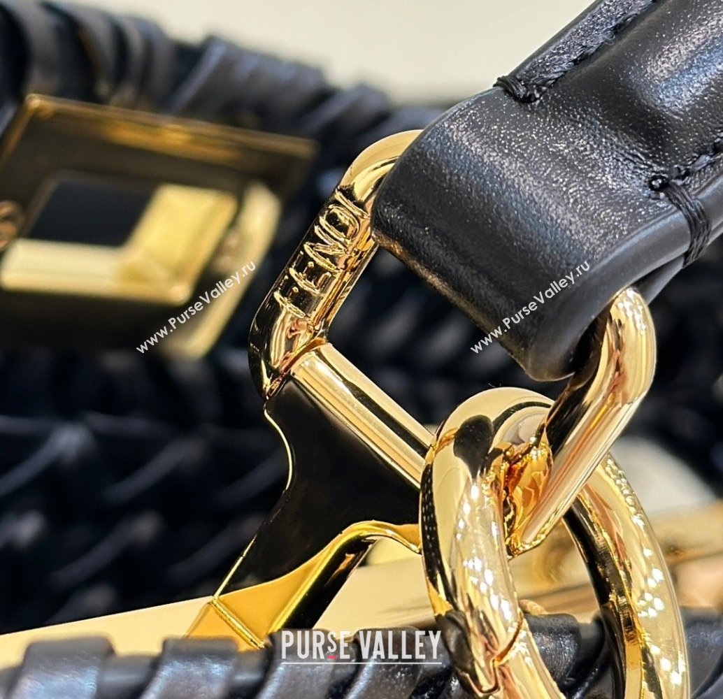 Fendi Peekaboo ISeeU Small Bag in Black Interlaced Leather 80138M 2024 Top (CL-24031516)