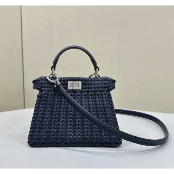 Fendi Peekaboo ISeeU Petite Bag in Blue Interlaced Leather 80138S 2024 Top (CL-24031506)
