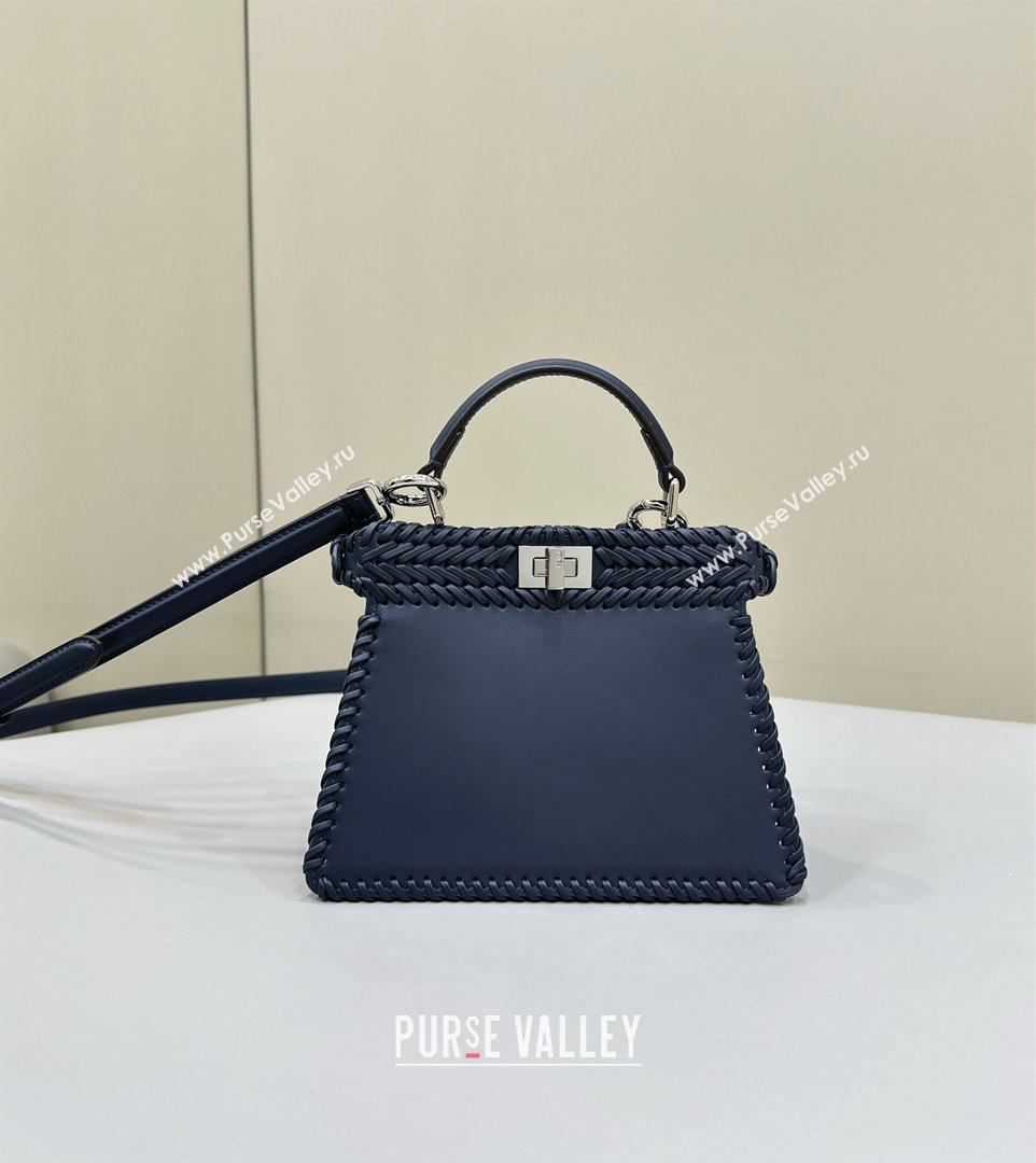 Fendi Peekaboo ISeeU Petite Bag in Blue Interlaced Leather 80138S 2024 Top (CL-24031506)