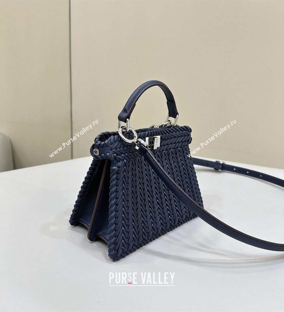 Fendi Peekaboo ISeeU Petite Bag in Blue Interlaced Leather 80138S 2024 Top (CL-24031506)