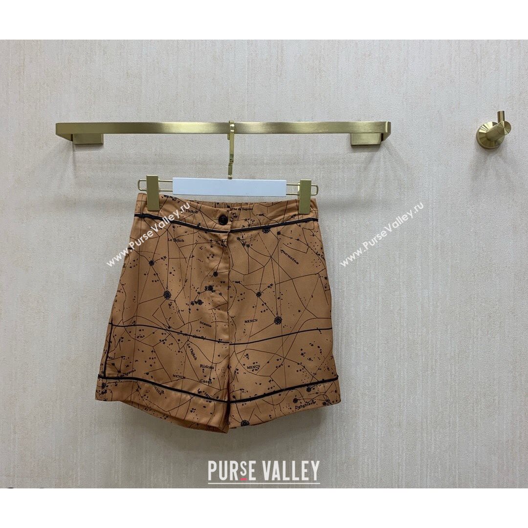 Dior Starry Sky Silk Shirt and Shorts Set Brown 2021 (Q-21082607)