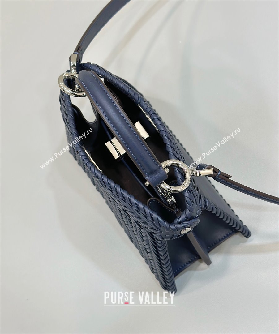 Fendi Peekaboo ISeeU Petite Bag in Blue Interlaced Leather 80138S 2024 Top (CL-24031506)