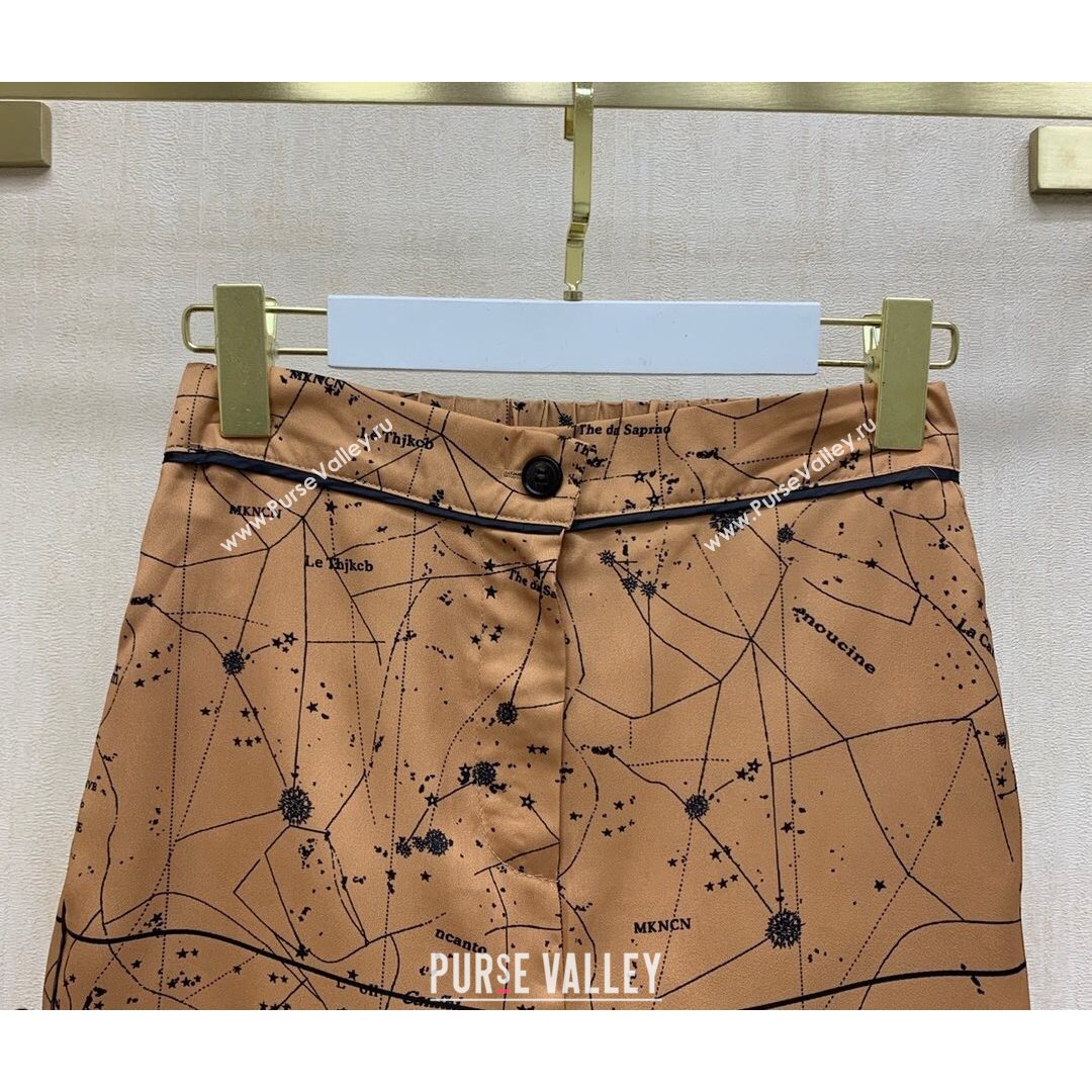 Dior Starry Sky Silk Shirt and Shorts Set Brown 2021 (Q-21082607)