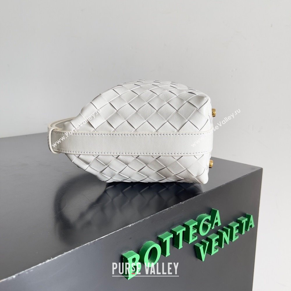 Bottega Veneta Mini Wallace Shoulder Bag in Intrecciato Soft Calfskin Leather 754443 White/Red 2024 (MS-24012320)