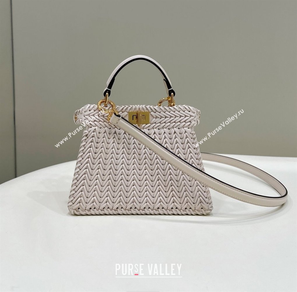 Fendi Peekaboo ISeeU Petite Bag in Beige Interlaced Leather 80138S 2024 Top (CL-24031507)