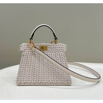 Fendi Peekaboo ISeeU Petite Bag in Beige Interlaced Leather 80138S 2024 Top (CL-24031507)