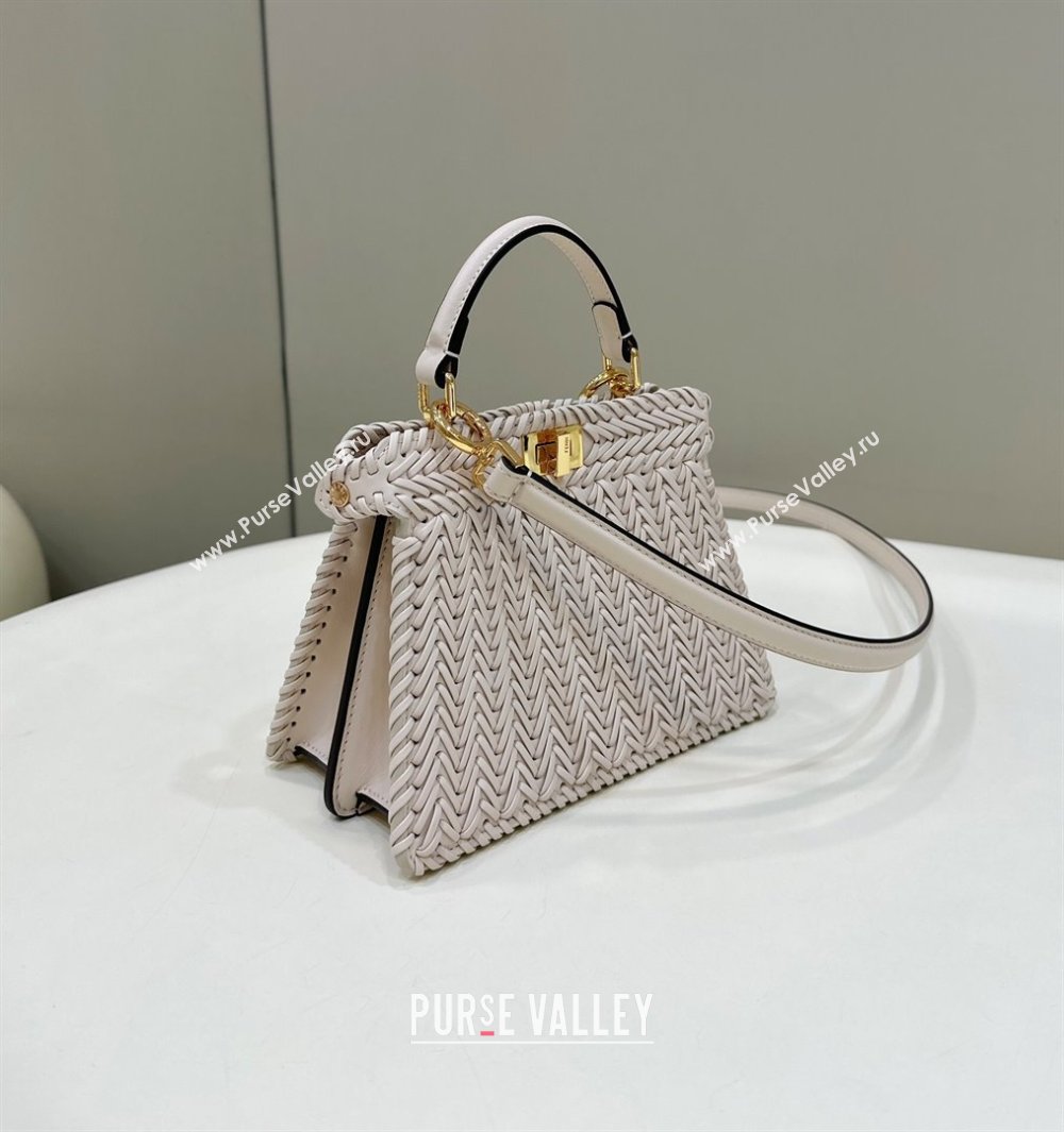 Fendi Peekaboo ISeeU Petite Bag in Beige Interlaced Leather 80138S 2024 Top (CL-24031507)