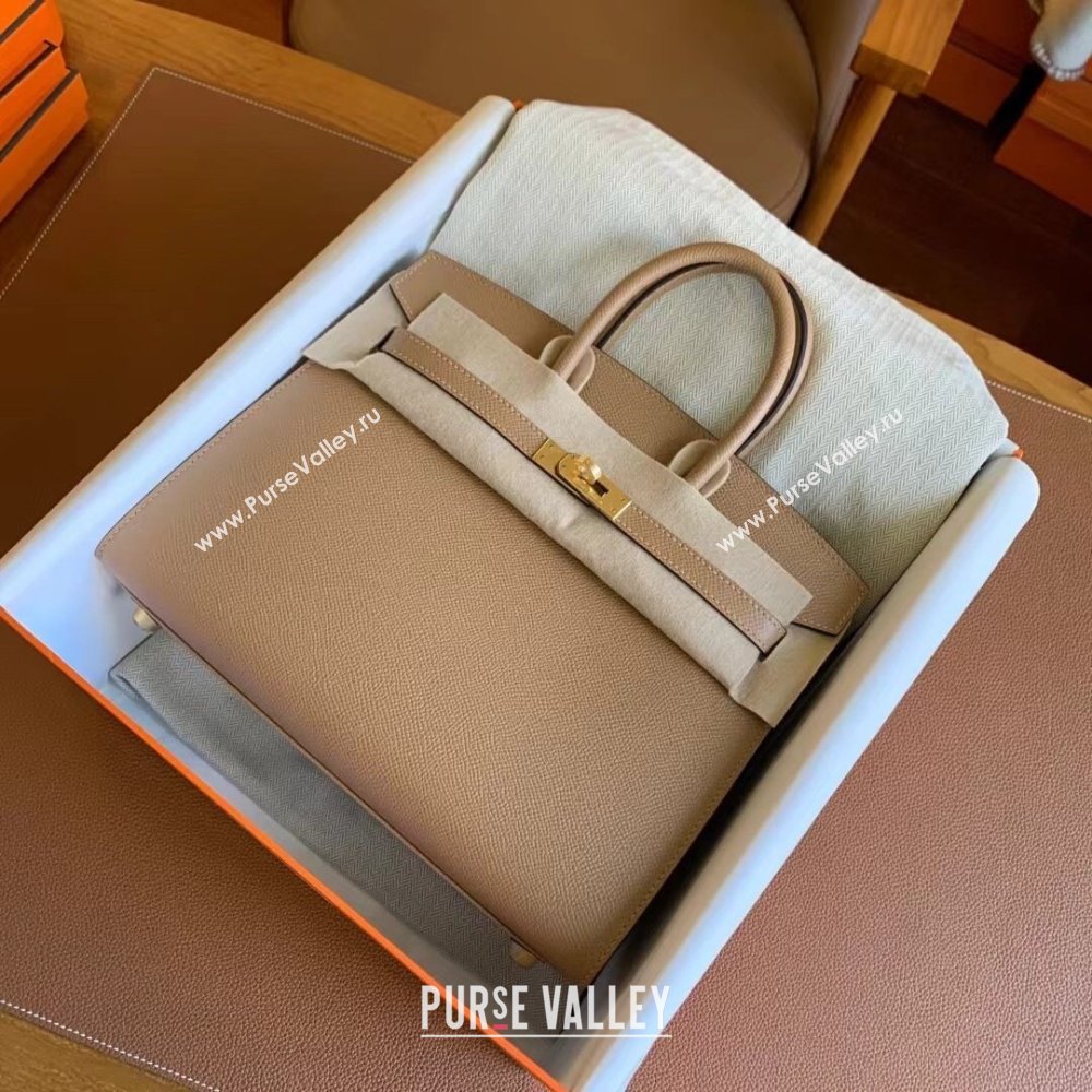 Hermes Birkin 25cm/30cm/35cm Bag in Original Epsom Leather Milk Tea/Gold 2024 (Full Handmade) (XYA-24070101)