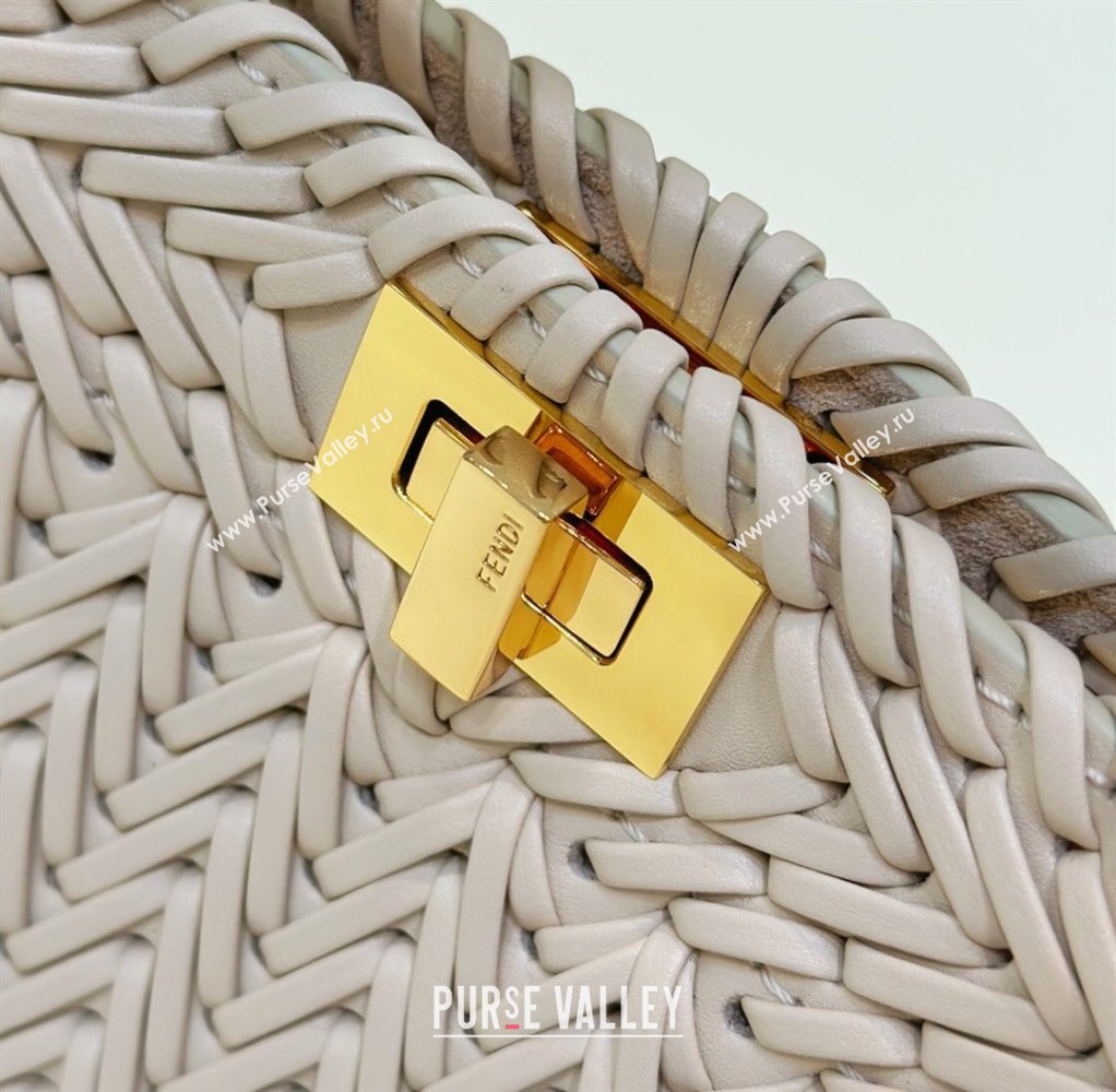 Fendi Peekaboo ISeeU Petite Bag in Beige Interlaced Leather 80138S 2024 Top (CL-24031507)