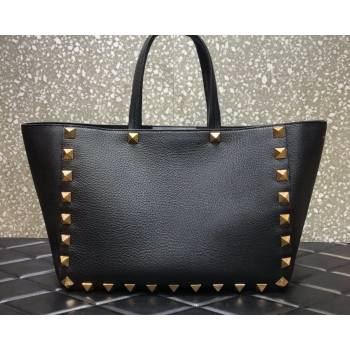 Valentino Roman Stud Tote Bag in Grainy Calfskin Black 2021 3232 (LKF-21080465)