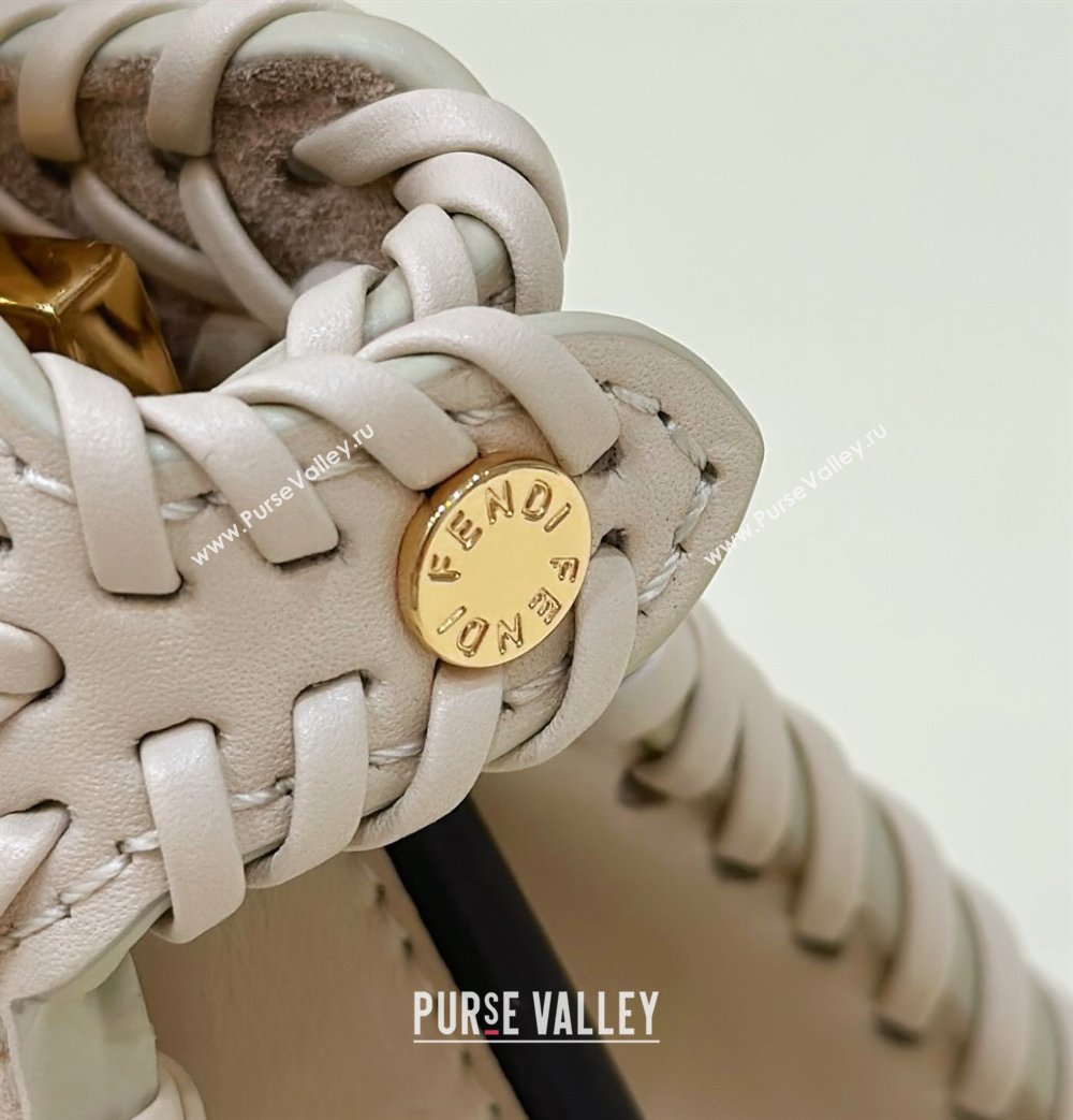 Fendi Peekaboo ISeeU Petite Bag in Beige Interlaced Leather 80138S 2024 Top (CL-24031507)