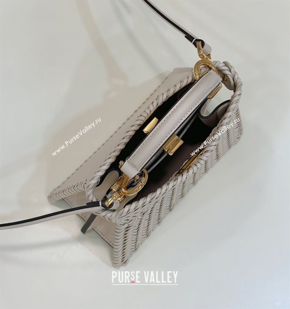 Fendi Peekaboo ISeeU Petite Bag in Beige Interlaced Leather 80138S 2024 Top (CL-24031507)