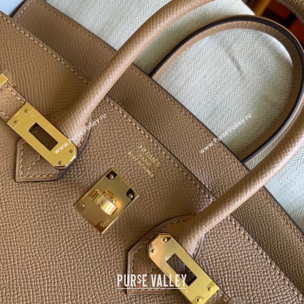 Hermes Birkin 25cm/30cm/35cm Bag in Original Epsom Leather Milk Tea/Gold 2024 (Full Handmade) (XYA-24070101)