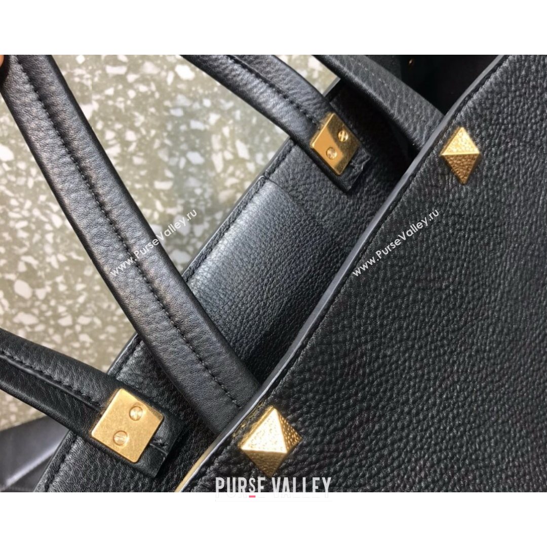 Valentino Roman Stud Tote Bag in Grainy Calfskin Black 2021 3232 (LKF-21080465)