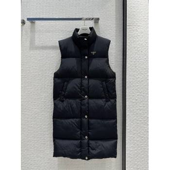 Prada Long Down Vest P112907 Black 2023 (Q-23112907)