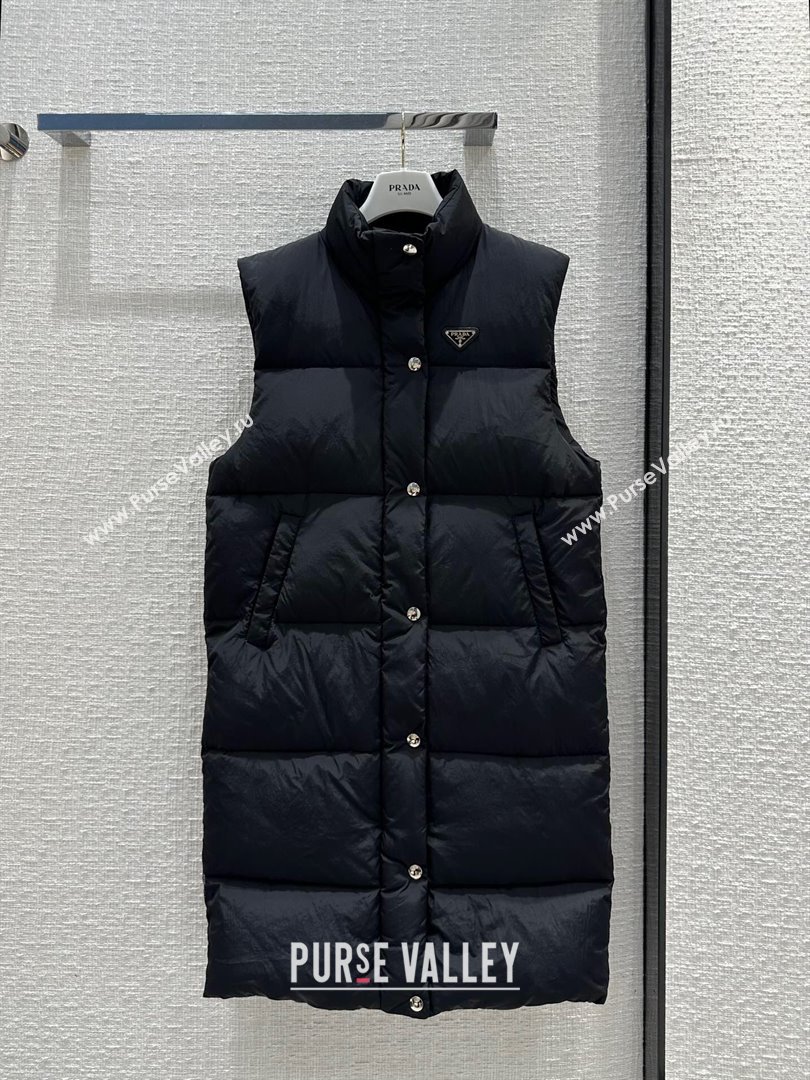 Prada Long Down Vest P112907 Black 2023 (Q-23112907)