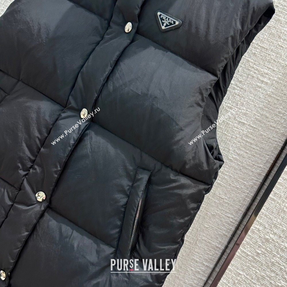 Prada Long Down Vest P112907 Black 2023 (Q-23112907)