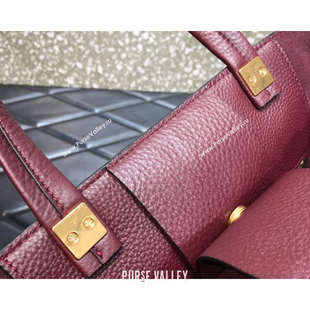 Valentino Roman Stud Tote Bag in Grainy Calfskin Burgundy 2021 3232 (LKF-21080468)