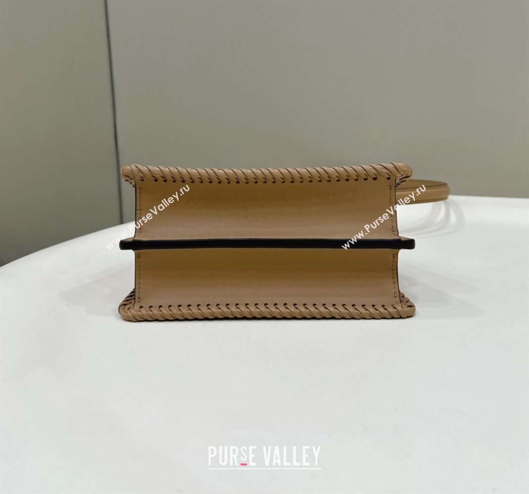 Fendi Peekaboo ISeeU Petite Bag in Camel Interlaced Leather 80138S 2024 Top (CL-24031510)