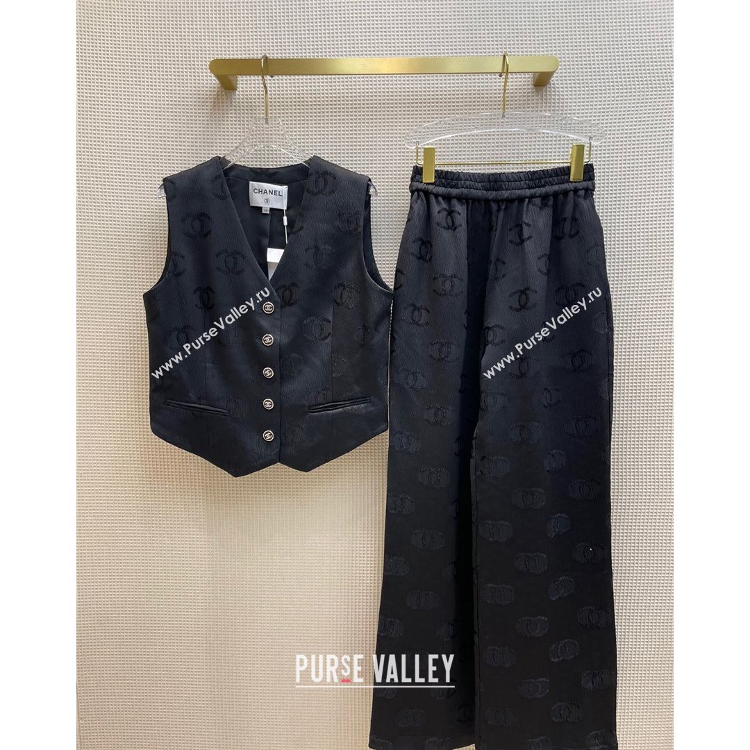 Chanel CC Vest and Pants Set Black 2021 (Q-21082612)