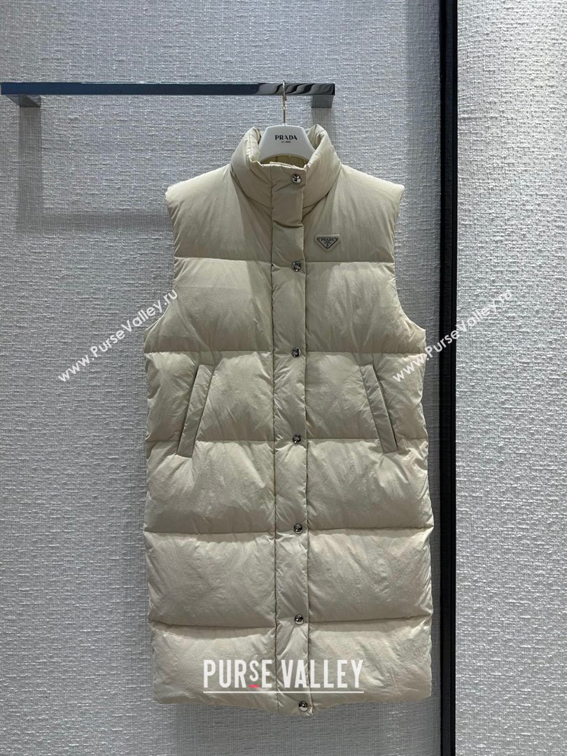 Prada Long Down Vest P112908 Beige 2023 (Q-23112908)