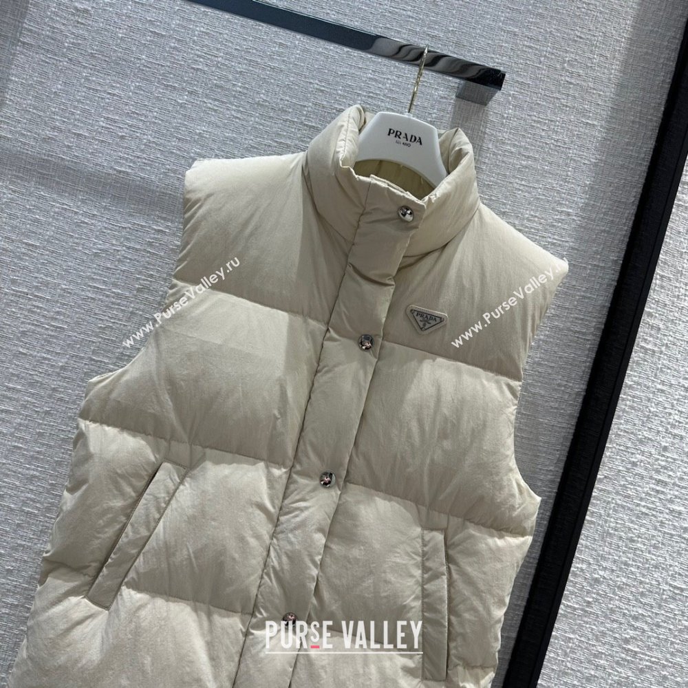 Prada Long Down Vest P112908 Beige 2023 (Q-23112908)