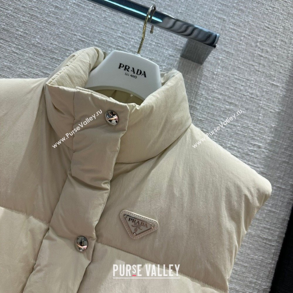 Prada Long Down Vest P112908 Beige 2023 (Q-23112908)