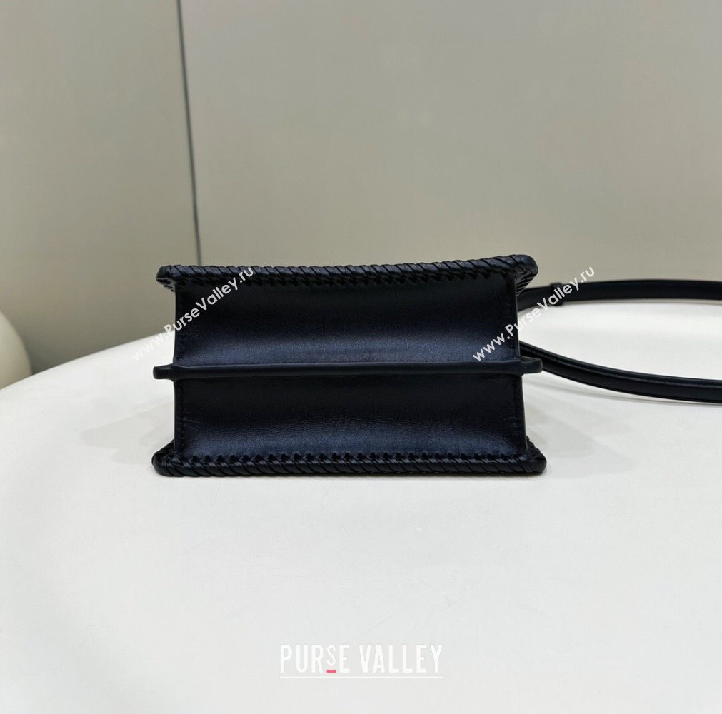 Fendi Peekaboo ISeeU Petite Bag in Black Interlaced Leather 80138S 2024 Top (CL-24031511)
