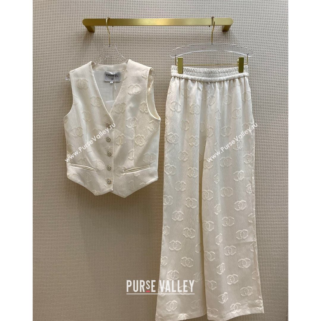 Chanel CC Vest and Pants Set White 2021 (Q-21082611)