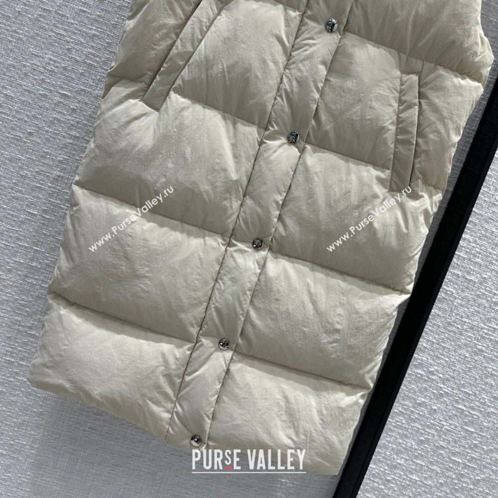 Prada Long Down Vest P112908 Beige 2023 (Q-23112908)